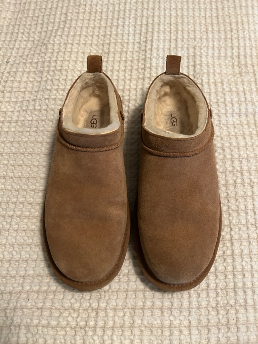 UGG Chestnut Suede Women’s Slip-On Shearling Classic Micro